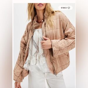 Free People Dolman Tan Quilted Puffer Jacket